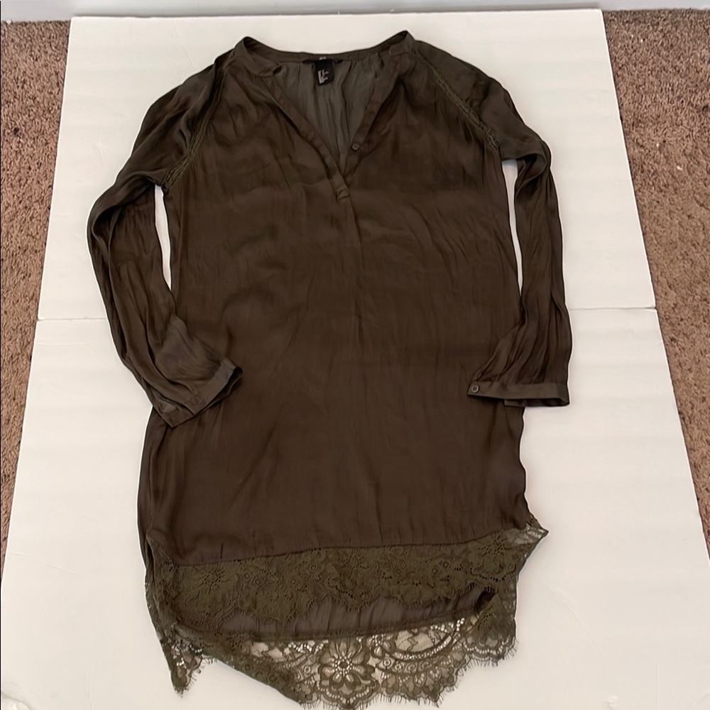 H&M Lace Silky Feel Olive Green Women's Top/Dress